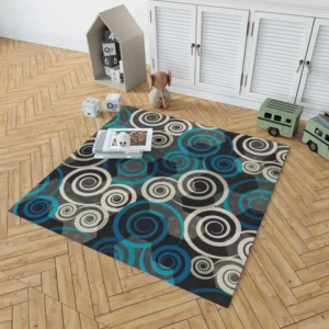 Spiral Blue Seamless Design Rug 1