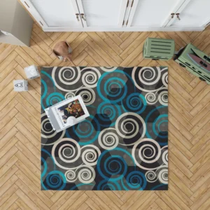 Spiral Blue Seamless Design Rug