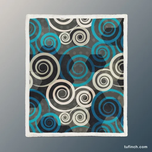 Spiral Blue Seamless Design Sherpa Fleece Blanket 1