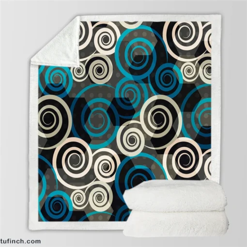 Spiral Blue Seamless Design Sherpa Fleece Blanket