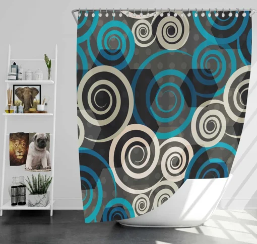 Spiral Blue Seamless Design Shower Curtain