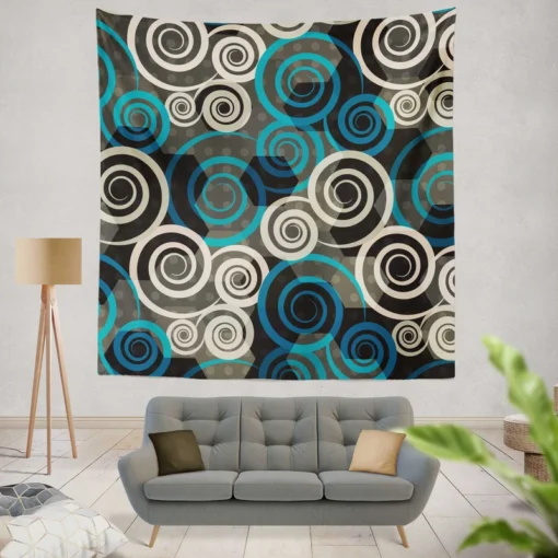 Spiral Blue Seamless Design Wall Tapestry