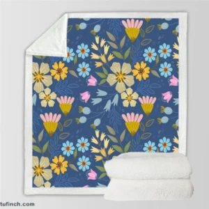 Spring Bloomed Florals Pattern Sherpa Fleece Blanket