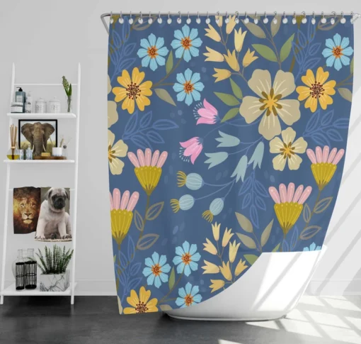 Spring Bloomed Florals Pattern Shower Curtain