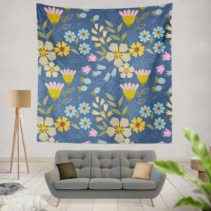 Spring Bloomed Florals Pattern Wall Tapestry