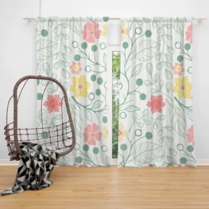 Spring Cute Wild Flowers Curtain