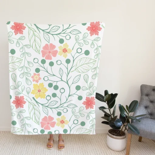 Spring Cute Wild Flowers Fleece Blanket