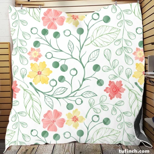 Spring Cute Wild Flowers Quilt Blanket