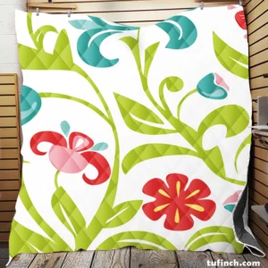 Spring Flowers Pattern Quilt Blanket