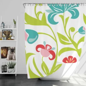 Spring Flowers Pattern Shower Curtain