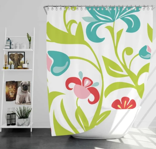 Spring Flowers Pattern Shower Curtain