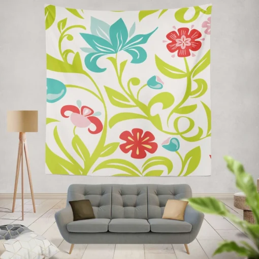 Spring Flowers Pattern Wall Tapestry