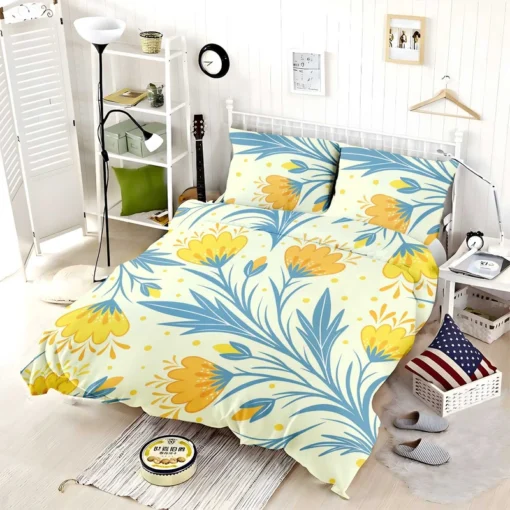 Spring Yellow Blossom Flowers Bedding Set