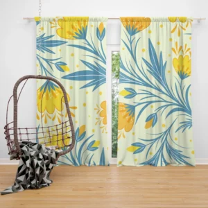 Spring Yellow Blossom Flowers Curtain