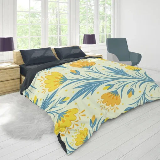 Spring Yellow Blossom Flowers Duvet Cover 1