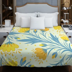 Spring Yellow Blossom Flowers Duvet Cover