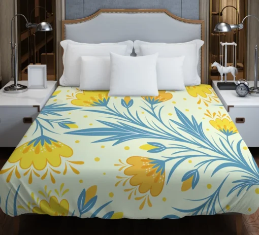 Spring Yellow Blossom Flowers Duvet Cover