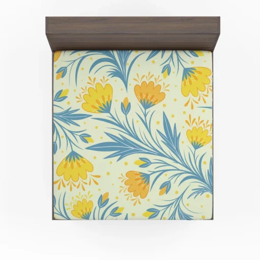 Spring Yellow Blossom Flowers Fitted Sheet