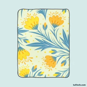 Spring Yellow Blossom Flowers Fleece Blanket 1