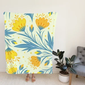 Spring Yellow Blossom Flowers Fleece Blanket