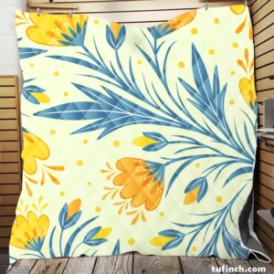 Spring Yellow Blossom Flowers Quilt Blanket