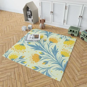 Spring Yellow Blossom Flowers Rug 1