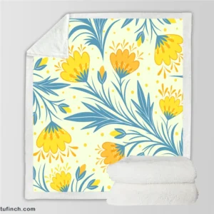 Spring Yellow Blossom Flowers Sherpa Fleece Blanket