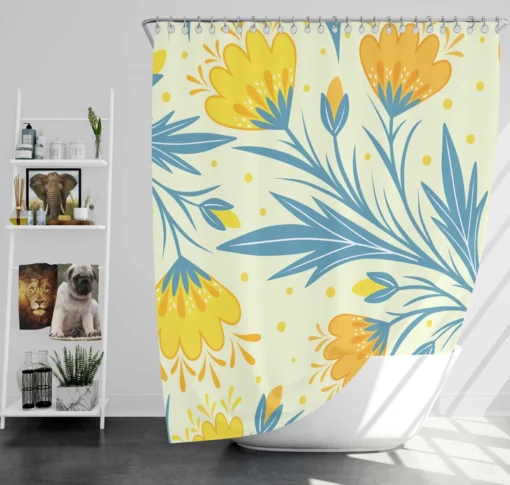 Spring Yellow Blossom Flowers Shower Curtain