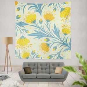 Spring Yellow Blossom Flowers Wall Tapestry