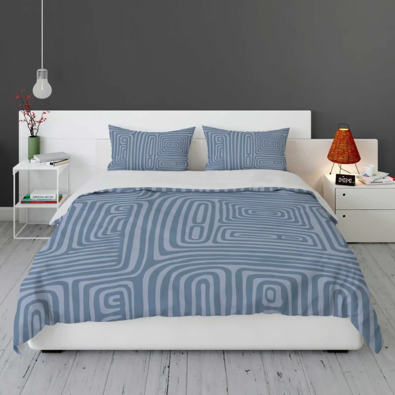 Square Contemporary Minimalist In Blue Bedding Set 1