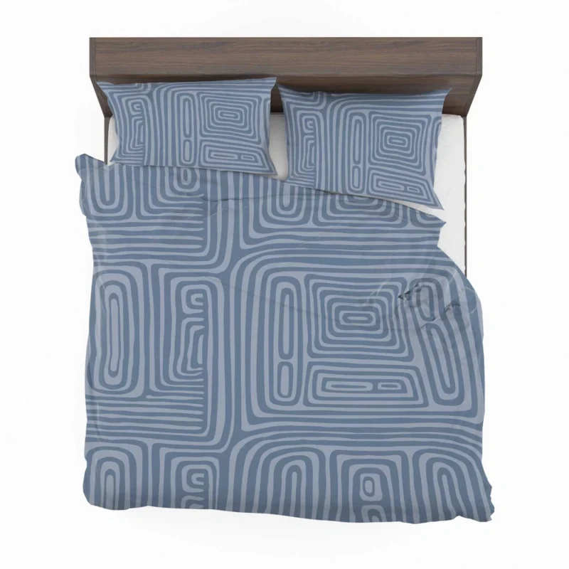 Square Contemporary Minimalist In Blue Bedding Set 2