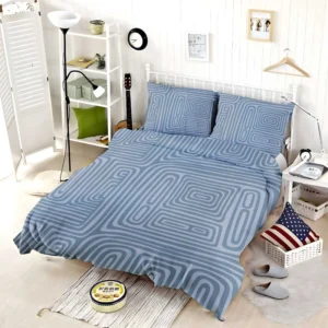 Square Contemporary Minimalist In Blue Bedding Set