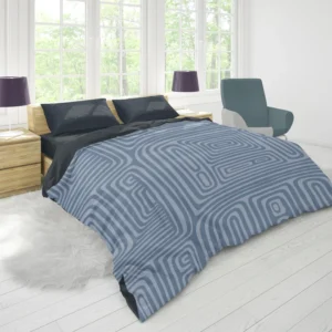 Square Contemporary Minimalist In Blue Duvet Cover 1