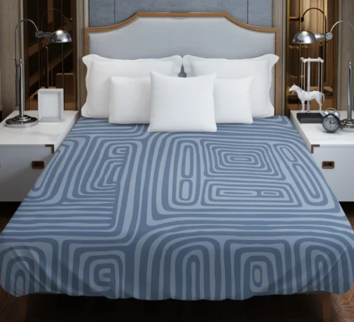 Square Contemporary Minimalist In Blue Duvet Cover