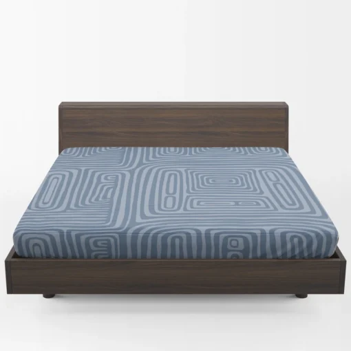 Square Contemporary Minimalist In Blue Fitted Sheet 1