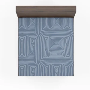 Square Contemporary Minimalist In Blue Fitted Sheet