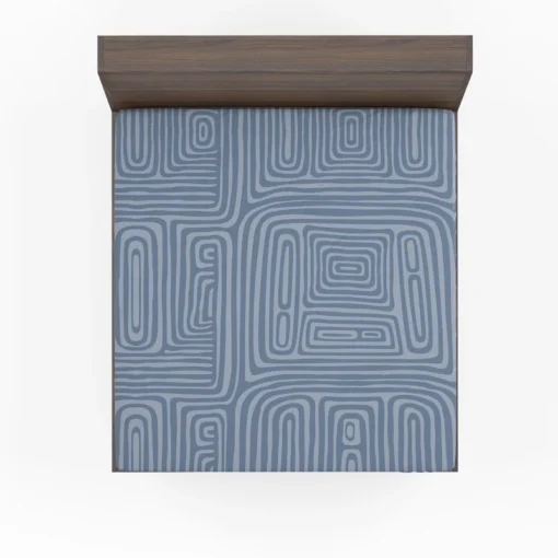 Square Contemporary Minimalist In Blue Fitted Sheet