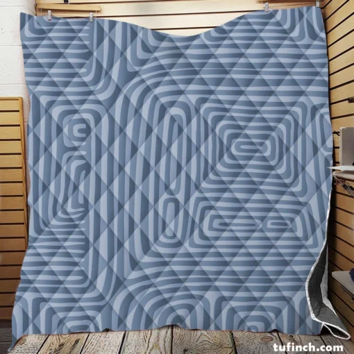 Square Contemporary Minimalist In Blue Quilt Blanket