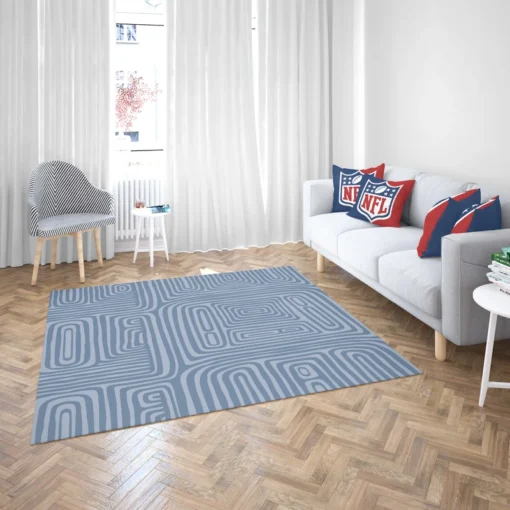 Square Contemporary Minimalist In Blue Rug 2