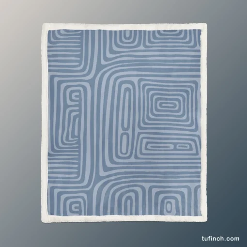 Square Contemporary Minimalist In Blue Sherpa Fleece Blanket 1