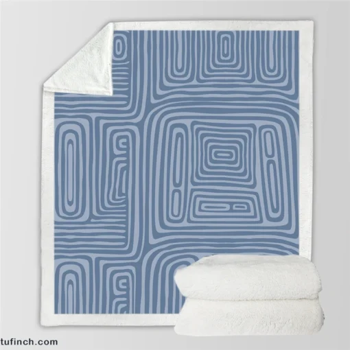 Square Contemporary Minimalist In Blue Sherpa Fleece Blanket