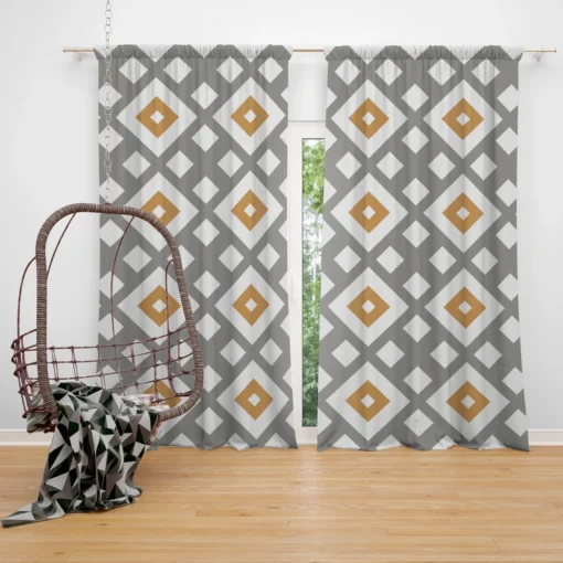 Square Cross Geometric Pattern Curtain