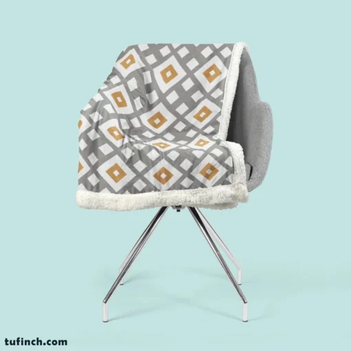 Square Cross Geometric Pattern Sherpa Fleece Blanket 2