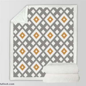 Square Cross Geometric Pattern Sherpa Fleece Blanket