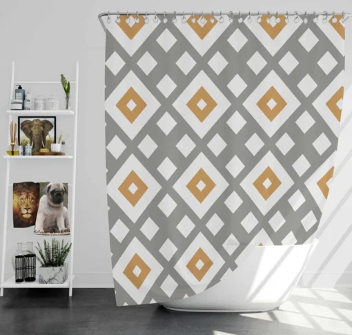 Square Cross Geometric Pattern Shower Curtain