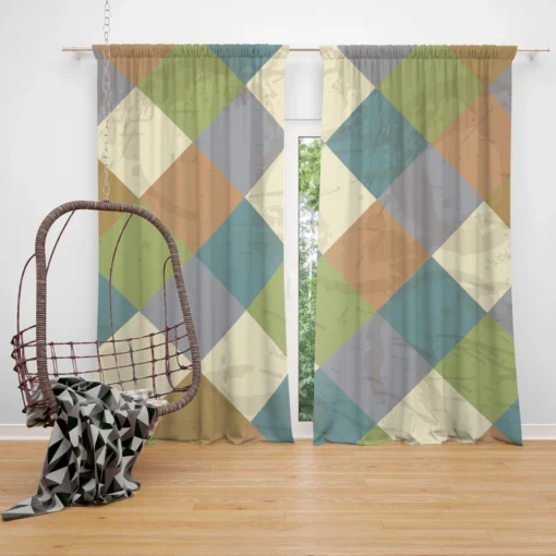 Square Elegant Patchwork Design Curtain