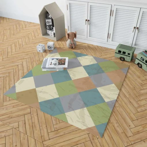 Square Elegant Patchwork Design Rug 1