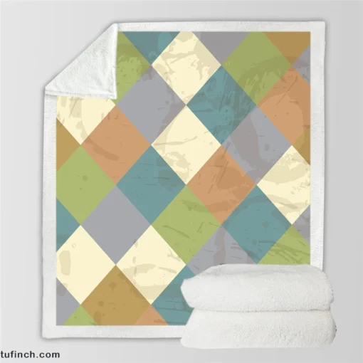 Square Elegant Patchwork Design Sherpa Fleece Blanket