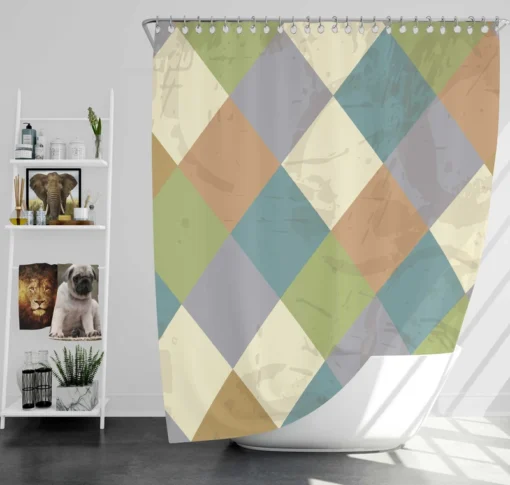 Square Elegant Patchwork Design Shower Curtain