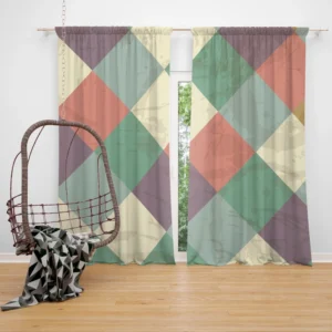 Square Elegant Patchwork Vintage Design Curtain